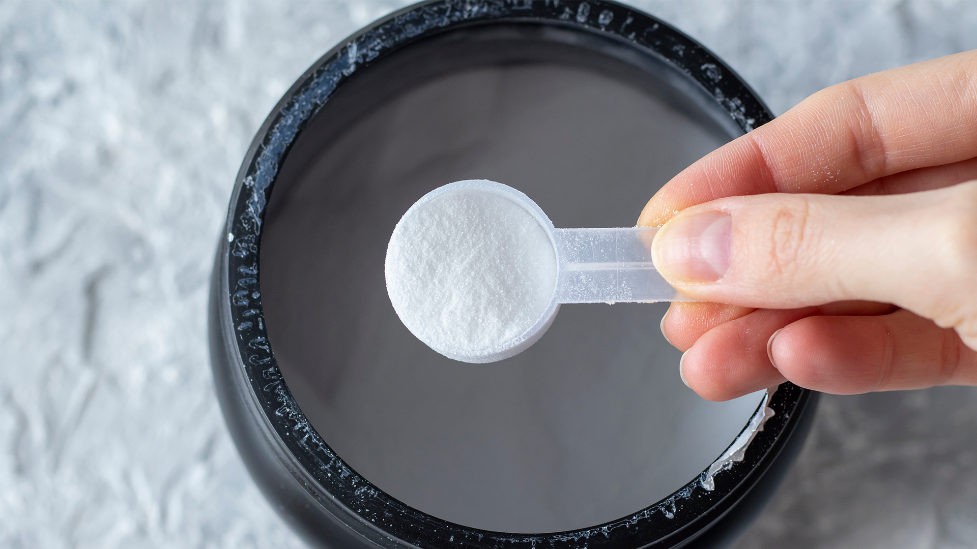 Tub of creatine powder