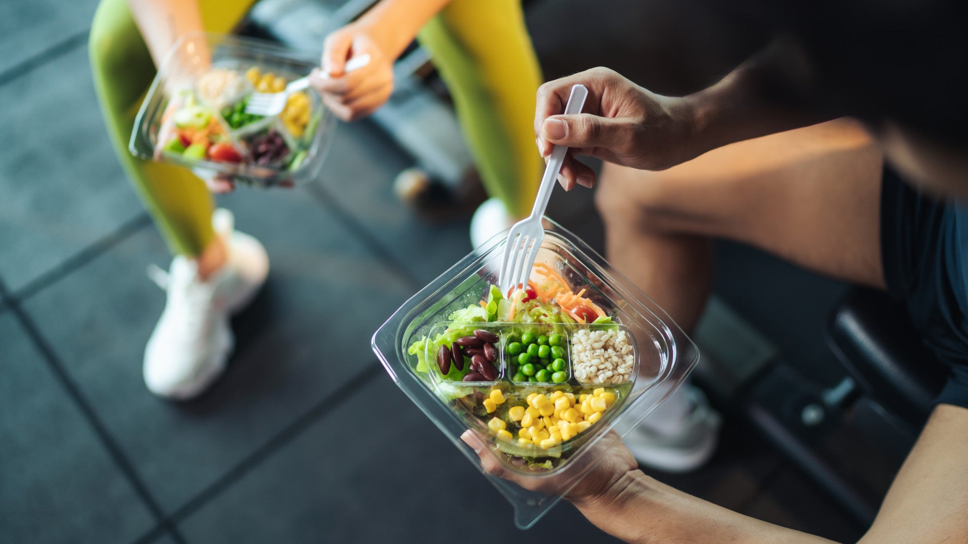 Couple getting nutrition for fitness goals